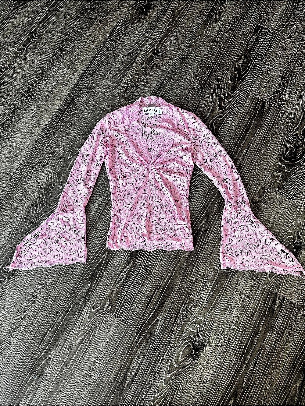 I.AM.GIA Gemma Top Pink Paisley Flare Sleeve Size XS